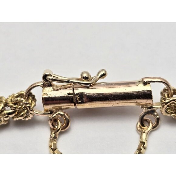 Fancy 18K Karat Solid Yellow Gold Designer Byzantine Link Chain Bracelet 7.25" L - Picture 13 of 16